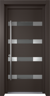 MODERN FRONT STEEL DOOR AURA BROWN/WHITE 37 7/16" X 81 11/16" RHI + HARDWARE