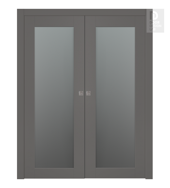 Avon 207 Vetro Gray Matte Modern Interior Double Pocket Doors by Belldinni