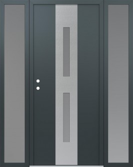 DIAMOND A6 68" X 80" ANTHRACITE/ANTHRACITE FROSTED GLASS PANEL STAINLESS STEEL RHI WITH 2 SIDELITES FROSTED GLASS