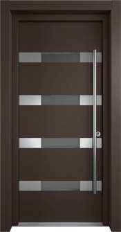 MODERN FRONT STEEL DOOR AURA BROWN/WHITE 37 7/16" X 81 11/16" LHI + HARDWARE