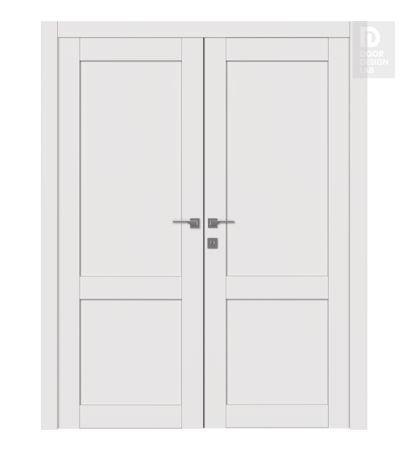 Shaker 2 Panel Snow White Modern Interior Double Swing Doors by Belldinni