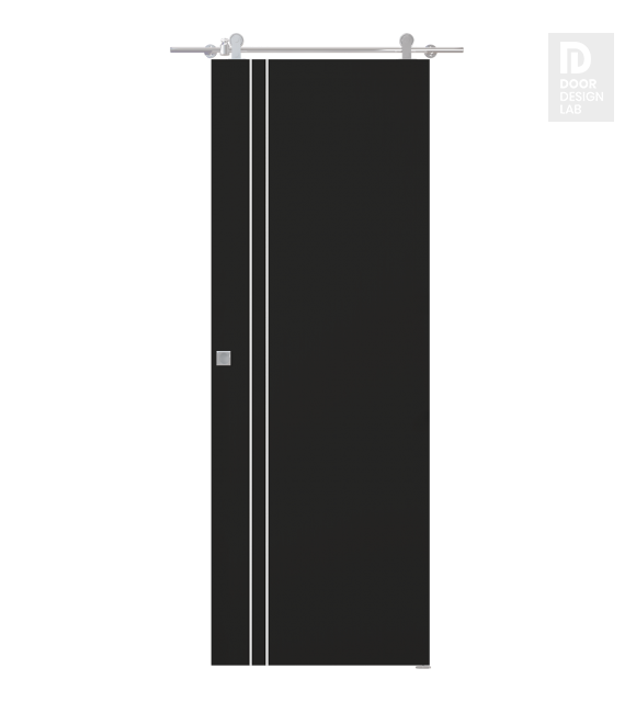 Optima 2V Black Matte Modern Interior Barn Door by Belldinni