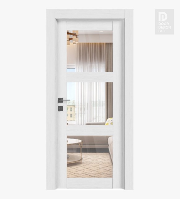 Palladio 3 Lite Clear Vetro Bianco Noble Modern Interior Door by Belldinni