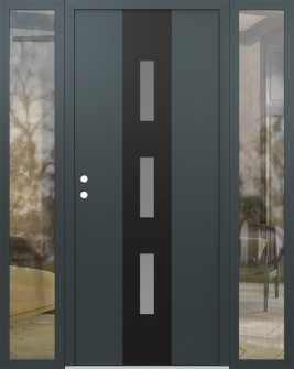 DIAMOND A7 68" X 80" ANTHRACITE/ANTHRACITE FROSTED GLASS PANEL BLACK RHI WITH 2 SIDELITES CLEAR GLASS