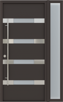 MODERN FRONT STEEL DOOR AURA BROWN/WHITE 49 1/4" X 81 11/16" RHI + SIDELITE RIGHT
