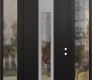 Modern Steel Front Door DIAMOND A1 64" X 96" BLACK/BLACK CLEAR GLASS PANEL STAINLESS STEEL LHI WITH 2 SIDELITES AND TRANSOM CLEAR GLASS