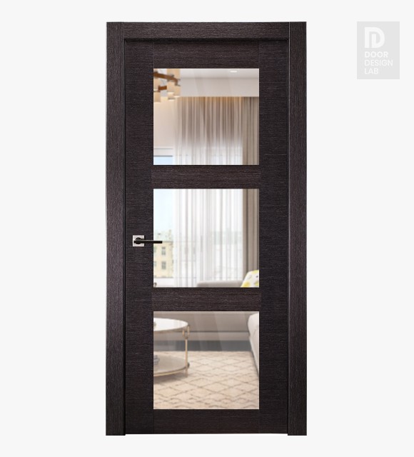 Avanti 3 Lite Clear Vetro Black Apricot Modern Interior Door by Belldinni