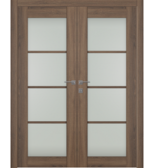 Avon 4 Lite Vetro Pecan Nutwood Double doors