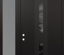Modern Steel Front Door DIAMOND A6 50" X 96" BLACK/BLACK MIRRORED GLASS PANEL BLACK RHI WITH SIDELITE AND TRANSOM FROSTED GLASS