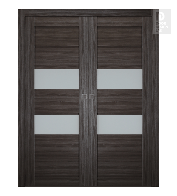 Dessa Vetro Gray Oak Modern Interior Double Pocket Doors by Belldinni