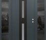 Modern Steel Front Door DIAMOND A6 68" X 80" ANTHRACITE/ANTHRACITE FROSTED GLASS PANEL BLACK LHI WITH 2 SIDELITES MIRRORED GLASS