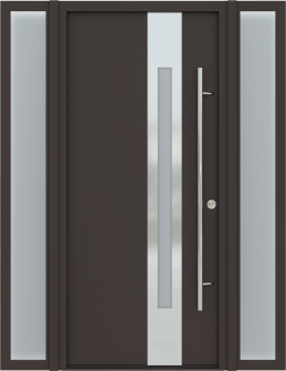 MODERN FRONT STEEL DOOR WITH SIDELITES ZEPHYR BROWN/WHITE 61 1/16" X 81 11/16" LHI