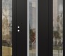Modern Steel Front Door DIAMOND A1 68" X 80" BLACK/BLACK CLEAR GLASS PANEL STAINLESS STEEL RHI WITH 2 SIDELITES CLEAR GLASS