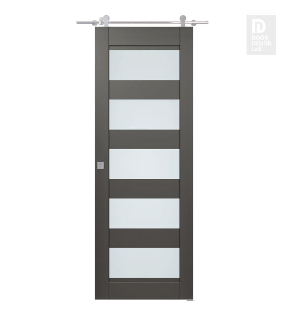 Avon 07-07 Vetro Gray Matte Modern Interior Barn Door by Belldinni