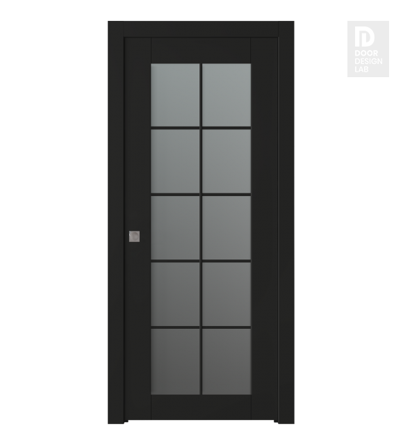 Avon 10 Lite Vetro Black Matte Modern Interior Pocket Door by Belldinni
