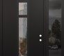 Modern Steel Front Door DIAMOND A9 52" X 96" BLACK/BLACK CLEAR GLASS PANEL BLACK LHI WITH SIDELITE AND TRANSOM MIRRORED GLASS