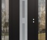 Modern Steel Front Door DIAMOND A6 68" X 80" BLACK/WHITE FROSTED GLASS PANEL STAINLESS STEEL LHI WITH 2 SIDELITES CLEAR GLASS