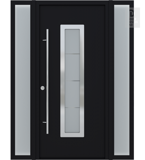 MODERN FRONT STEEL DOOR ARGOS BLACK/WHITE 61 1/16" X 81 11/16" RHI + SIDELITE LEFT/RIGHT