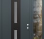 Modern Steel Front Door DIAMOND A6 52" X 96" ANTHRACITE/ANTHRACITE FROSTED GLASS PANEL BLACK LHI WITH SIDELITE AND TRANSOM CLEAR GLASS