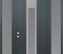 Modern Steel Front Door DIAMOND A1 60" X 96" ANTHRACITE/ANTHRACITE FROSTED GLASS PANEL STAINLESS STEEL RHI WITH 2 SIDELITES AND TRANSOM FROSTED GLASS