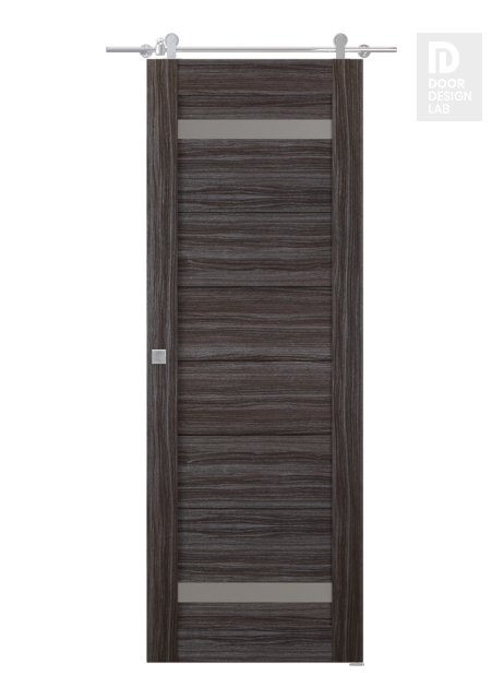 Perla Vetro Gray Oak Modern Interior Barn Door by Belldinni
