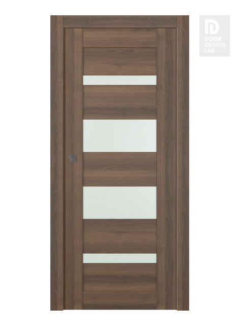 Avon 07-01 Vetro Pecan Nutwood Modern Interior Pocket Door by Belldinni