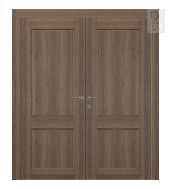 Oxford Uno 07 R Pecan Nutwood Modern Interior Double Swing Doors by Belldinni