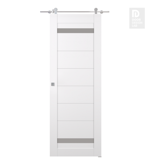 Perla Vetro Snow White Modern Interior Barn Door by Belldinni