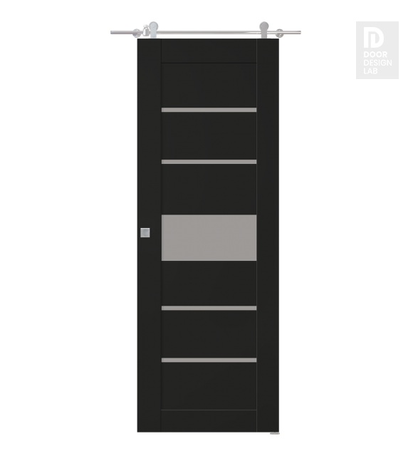 Avon 07-06 Vetro Black Matte Modern Interior Barn Door by Belldinni