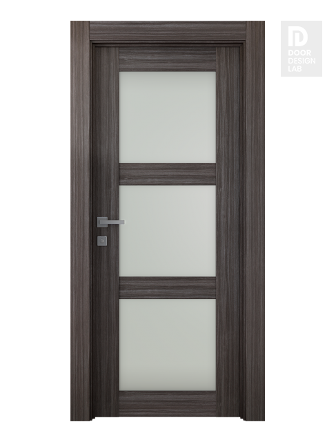 Palladio 3 Lite Vetro Gray Oak Modern Interior Door by Belldinni