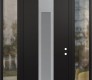 Modern Steel Front Door DIAMOND A1 68" X 96" BLACK/WHITE FROSTED GLASS PANEL STAINLESS STEEL LHI WITH 2 SIDELITES AND TRANSOM CLEAR GLASS