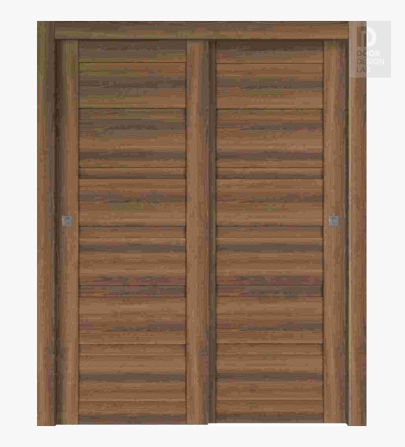 Louver Pecan Nutwood Modern Interior Bypass Doors by Belldinni