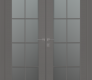 Avon 8 Lite Vetro Gray Matte Modern Interior Double Swing Doors by Belldinni