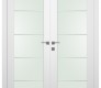Palladio 202 4H Vetro Bianco Noble Modern Interior Double Swing Doors by Belldinni