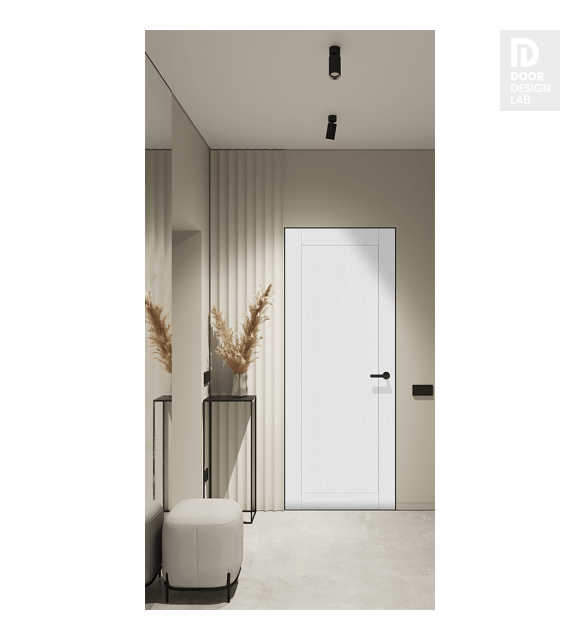 Shaker 1 Panel Bianco Noble Modern Interior Frameless Door by Belldinni