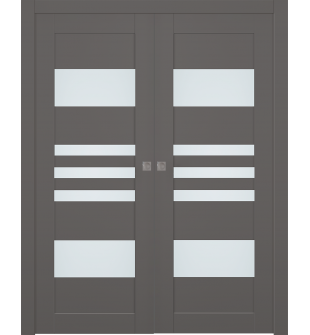 Leti Vetro Gray Matte Double pocket doors