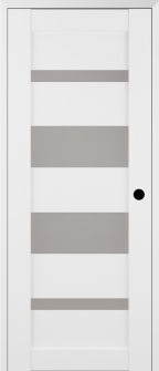 RTA LEFT HAND PREHUNG CONCEALED DOOR SLAB MIRELLA VETRO BIANCO NOBLE 18" X 80" X 1 9/16" FROSTED GLASS