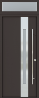 MODERN FRONT STEEL DOOR ZEPHYR BROWN/WHITE 37 7/16" X 95 11/16" LHI + TRANSOM