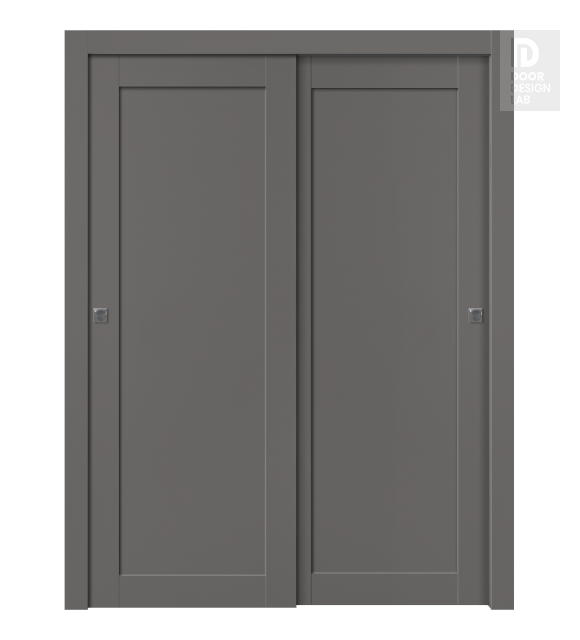 Shaker 1 Panel Gray Matte Modern Interior Bypass Doors by Belldinni