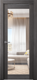 Palladio 207 Clear Vetro Gray Oak Single Doors