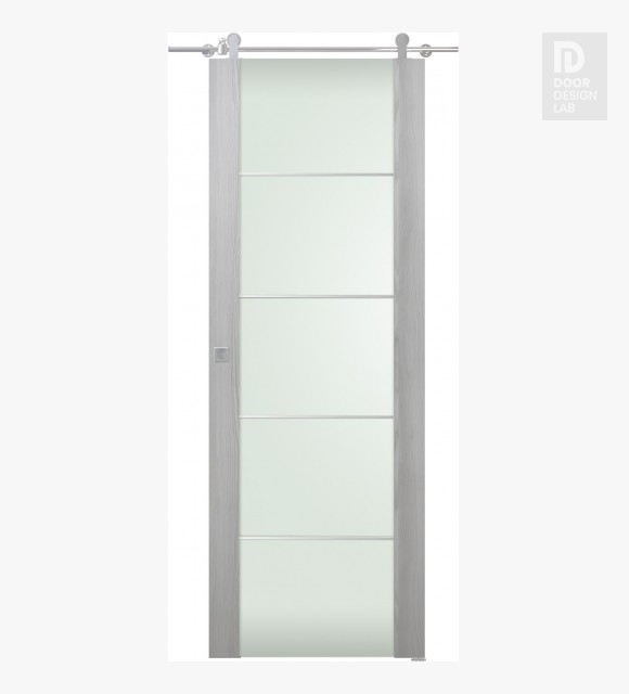 Avon 202 4H Vetro Ribeira Ash Modern Interior Barn Door by Belldinni