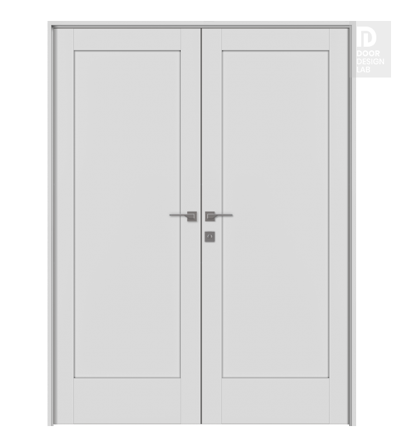 Shaker 1 Panel Primed Modern Interior Double Swing Doors by Belldinni