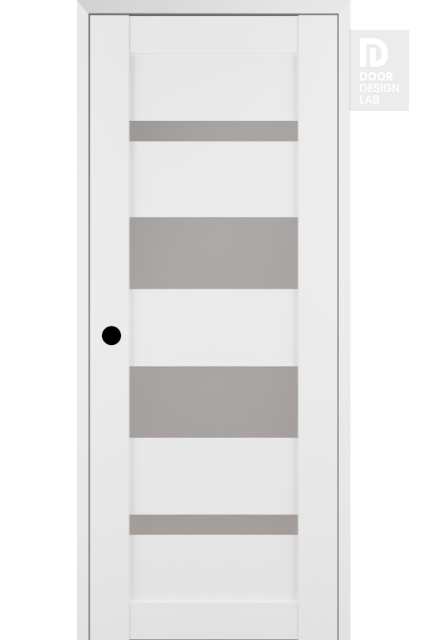 RTA RIGHT HAND PREHUNG CONCEALED DOOR SLAB MIRELLA VETRO BIANCO NOBLE 18" X 80" X 1 9/16" FROSTED GLASS