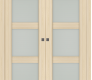 Avon 3 Lite Vetro Loire Ash Modern Interior Double Pocket Doors by Belldinni