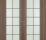 Avon 10 Lite Vetro Pecan Nutwood Modern Interior Double Swing Doors by Belldinni