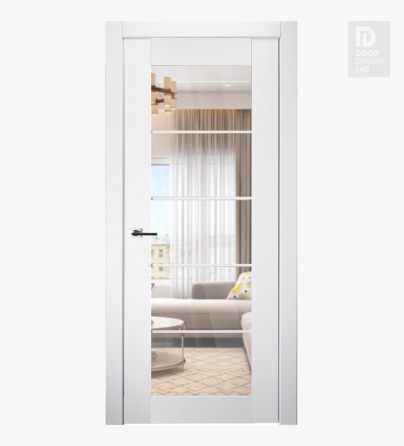Smart Pro 5 Lite Clear Vetro Polar White Modern Interior Door by Belldinni