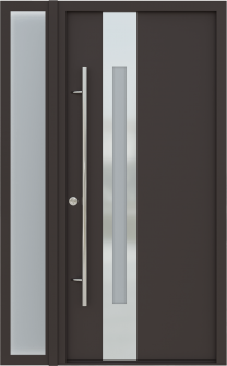 MODERN FRONT STEEL DOOR ZEPHYR BROWN/WHITE 49 1/4" X 81 11/16" RHI + SIDELITE LEFT