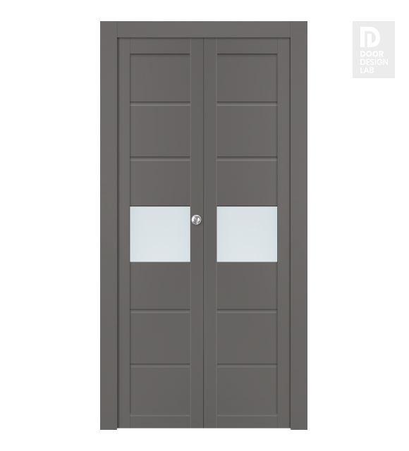 Edna Vetro Gray Matte Modern Interior Bifold Doors by Belldinni