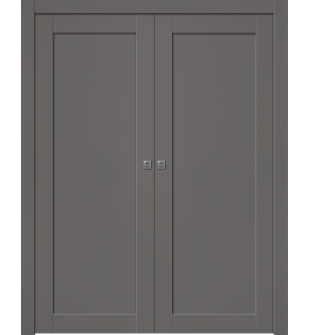 Shaker 1 Panel Gray Matte Double pocket doors