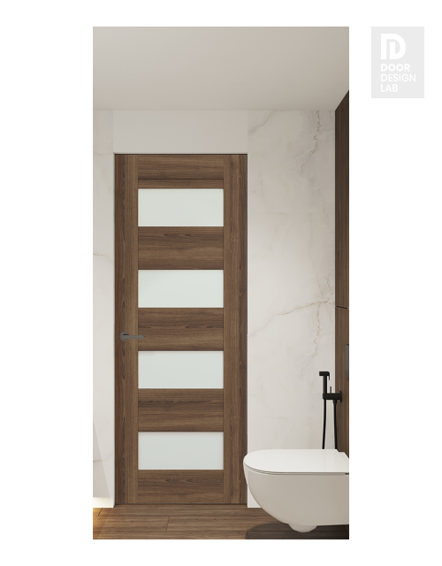 Avon 07-08 Vetro Pecan Nutwood Modern Interior Frameless Door by Belldinni